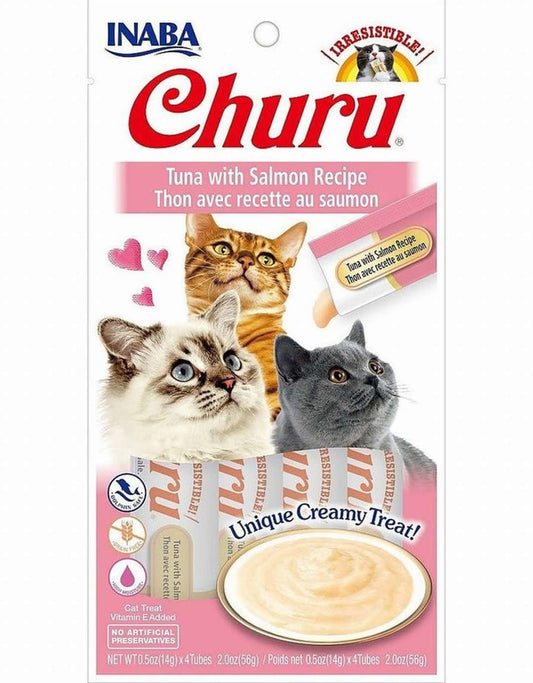 INABA CAT CHURU ATUN Y SALMON X 4 UND