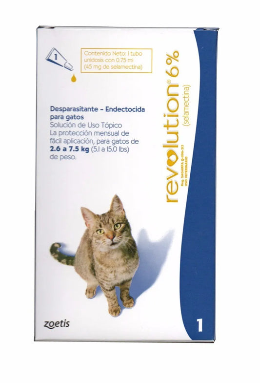 REVOLUTION 6% GATOS AZUL 2.6 A 7.5 KG